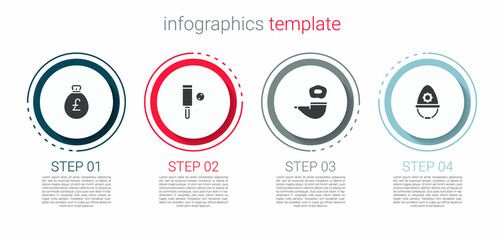 Poster - Set Money bag with pound, Wood cricket bat and ball, Smoking pipe and British police helmet. Business infographic template. Vector