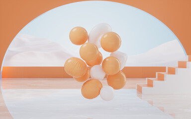 Wall Mural - Soft balls, creative geometric background, 3d rendering.