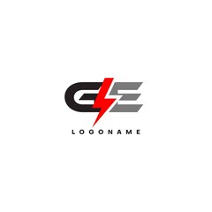 Canvas Print - Letter GE logo combined with lightning icon shape