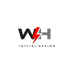 Canvas Print - Letter WH logo combined with lightning icon shape