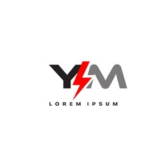 Canvas Print - Letter YM logo combined with lightning icon shape