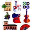 set of andalusian vector icons and symbols