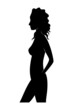 © designer_things - Black silhouette woman standing, people isolated on white background. Preaty young girl