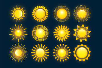 glowing yellow summer hot sun collection set of twelve