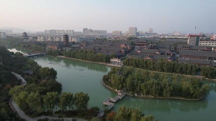 Wall Mural - Aerial photo of the city scenery of Qingzhou, China