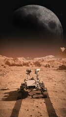 Wall Mural - footage of nasa's mars rover traveling across the surface of mars towards the moon