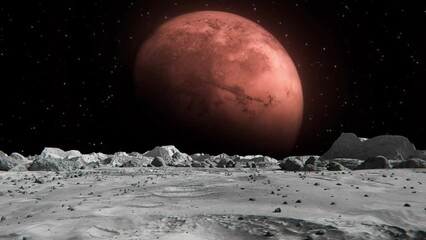 Wall Mural - footage of mars in an outer space seen from the moon with small rocks