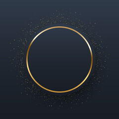 Poster - Decorative circle gold frame with vintage shape, 3d realistic shiny bright round golden border design