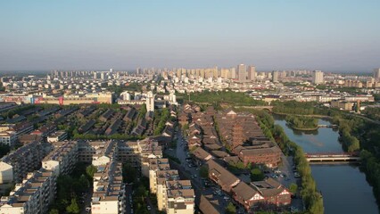 Canvas Print - Aerial photo of the city scenery of Qingzhou, China