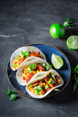 Wall Mural - Healthy and tasty tacos as small colorful appetizer.