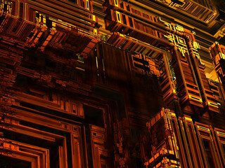 Fototapete - 
surreal futuristic digital 3d design art abstract background fractal illustration for meditation and decoration wallpaper