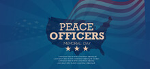 Peace Officers Memorial Day Background In Brown Color With May 15 Of Each Year In United States Elegant Tribute And  Waving Flag. Poster And Template Vector Illustration.