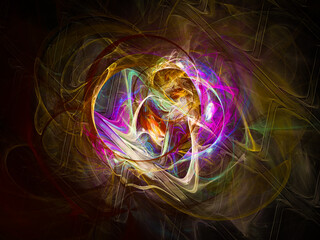 Fototapete - 
surreal futuristic digital 3d design art abstract background fractal illustration for meditation and decoration wallpaper