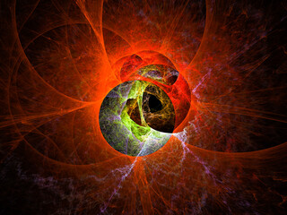 Fototapete - 
surreal futuristic digital 3d design art abstract background fractal illustration for meditation and decoration wallpaper