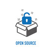 Open source icon. Symbol of security and limited access. Vector illustration