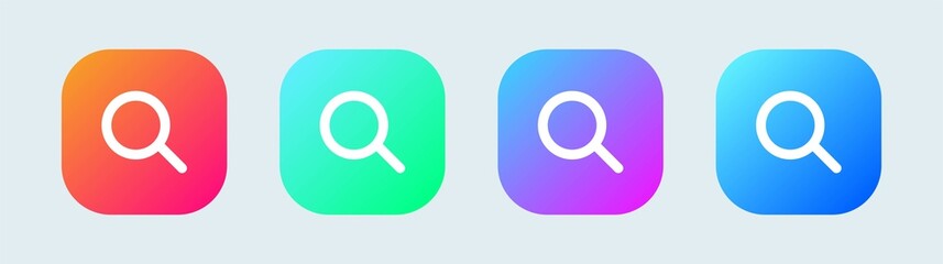 Poster - Gradient design search find icon. Search magnifying glass flat icon for apps and websites.