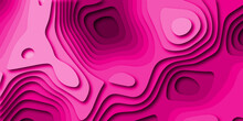 Luxury Pink Abstract Papercut Background With 3d Geometry Circles. Orange Paper Cut Banner With 3D Slime Abstract Background And Orange Waves Layers.