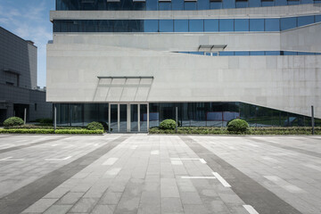 Canvas Print - Alley with office buildings in modern