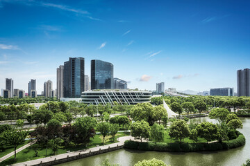 Canvas Print - Modern office building in Ningbo, China