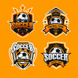 Set Soccer yellow logo. sports emblem designs. design template. Vector illustration