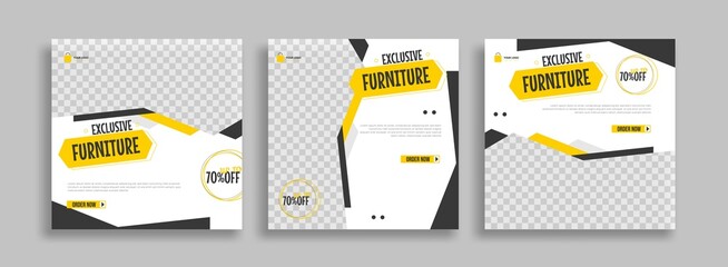 Wall Mural - furniture editable minimal square banner template with geometric shapes for social media post, story