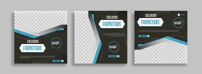 Wall Mural - furniture editable minimal square banner template with geometric shapes for social media post, story