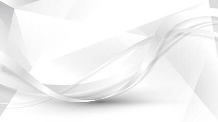 Wall Mural - Abstract white ribbon wave lines on low polygon background