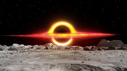 Wall Mural - footage of a supermassive bright black hole in a dark galaxy seen from mars