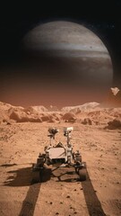 Wall Mural - footage of nasa's mars rover traveling across the surface of mars towards jupiter