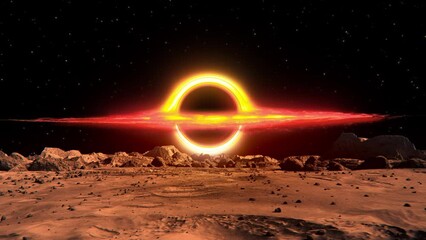 Wall Mural - footage of a supermassive bright black hole in a dark galaxy seen from mars