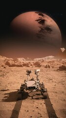 Footage of NASA's Mars rover traveling across the surface of Mars towards Saturn