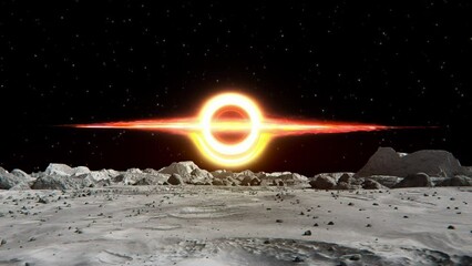 Wall Mural - footage of a supermassive bright black hole in a dark galaxy seen from mars