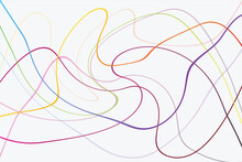Abstract Wallpaper With Wavy Lines In Multicolor. Trendy Creative Design Of Curly Lines For The Background. Line Art