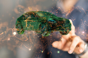 Poster - Energy car concept. Vehicle EV charge battery electric