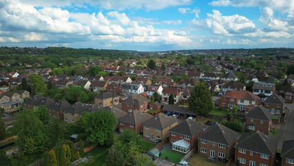 Aerial view of Luton Town of England Great Britain, drone footage