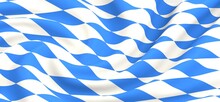 Bavarian Flag Wide Panorama Oktoberfest Background With White Blue Bavaria Isolated White Background..