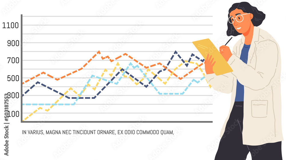 Stats Image Work Search for solutions, scientific analysis concept. Woman looking at ...