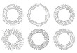 Circuit board circle frames. Abstract digital round frame, hardware board and elictronic motherboard pattern vector set