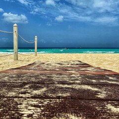 wooden bridge over the sea