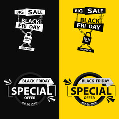 Wall Mural - Black friday sale flat illustration vector design