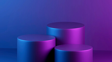 Wall Mural - purple cylinder for product display or exhibition on color purple background. 3d rendering