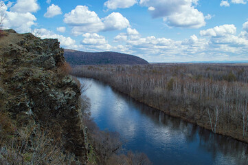 Wall Mural - Springtime on the taiga river. Anyuysky National Park, Manoma river. Khabarovsk Krai, far East, Russia.