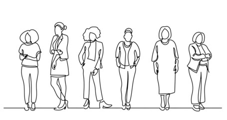 Poster - continuous line drawing of diverse group of standing people