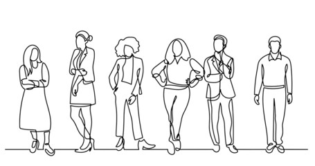 Poster - continuous line drawing of diverse group of standing people