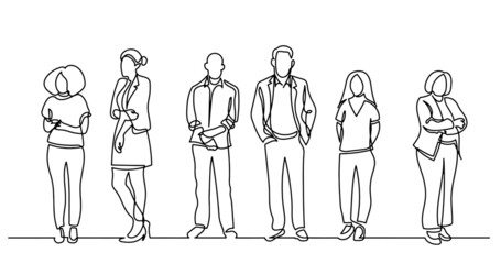 Poster - continuous line drawing of diverse group of standing people
