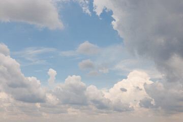 Wall Mural - white cloud and blue sky. cloudy day background and texture.