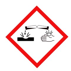 Poster - The corrosive symbol is used to warn of hazards, Symbols used in industry