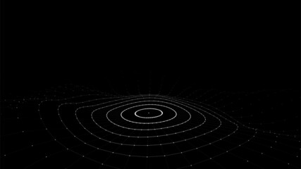 Poster - abstract black background of circular flow of particles. digital cyberspace. network connections str