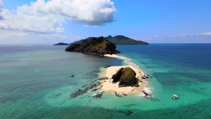 Wall Mural - Beautiful drone aerial view of Mayotte lagoon and coral reef