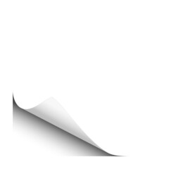 Wall Mural - Page curl of lower left corner of white sheet.  Template paper design.